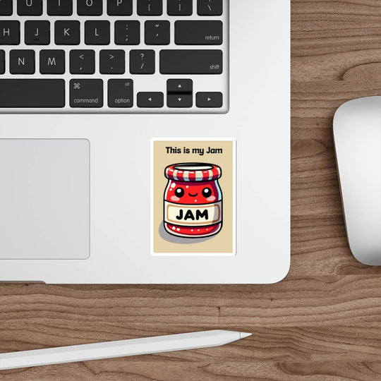 Cute red jam jar sticker labeled &